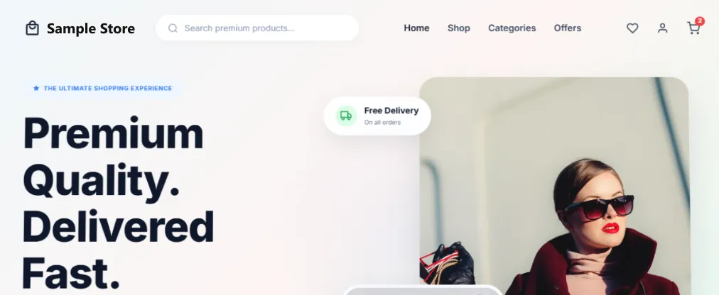 Screenshot of the Online store concept demo, with sample content